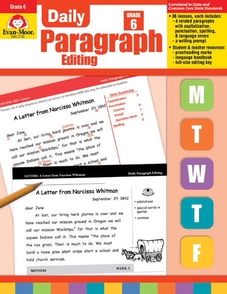Daily Paragraph Editing Grade 6 from Evan-Moor Clearance Curriculum Express