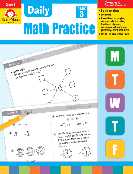 Daily Math Practice Grade 3 from Evan-Moor Workbook Curriculum Express