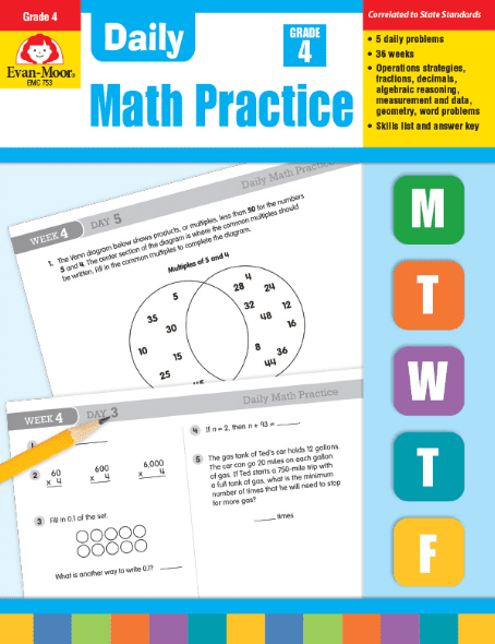Daily Math Practice Grade 4 from Evan-Moor Workbook Curriculum Express