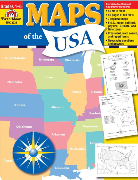 Maps of the USA from Evan-Moor Resource Book Curriculum Express